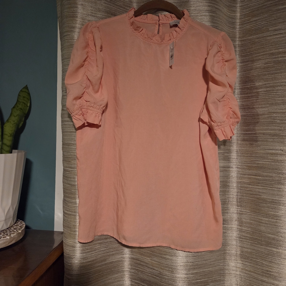 Peach Ruffle Sleeve Women's Top